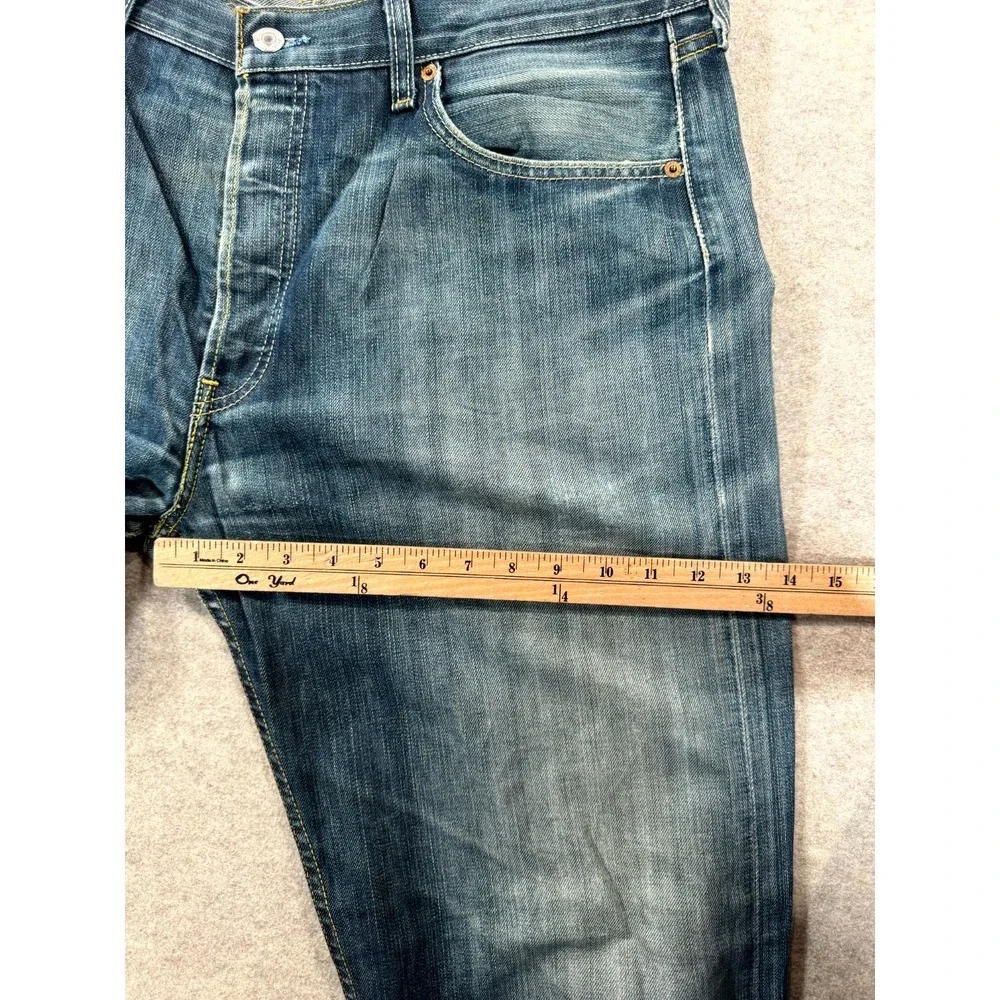 Levi's 501 Straight Leg Jeans Mens 38x34 Blue Denim Button Fly Grunge 00501-0154